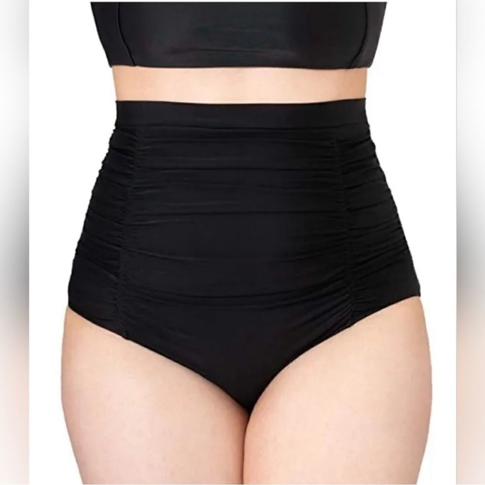Shapermint Black High-Waisted Control Bikini Bottom | Size Small